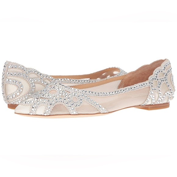 Badgley Mischka Crystal Pointed Toe Flats, Size 8 W, NEW - Picture 13 of 16